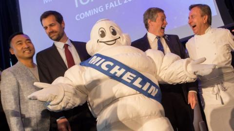 Photo of Michelin announcement on 10 May.