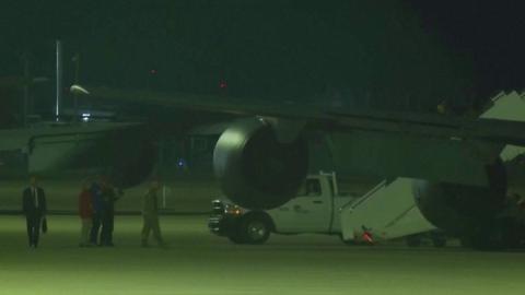Plane carrying Travis King on tarmac