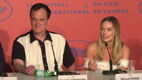 Margot Robbie speaking at Cannes press conference