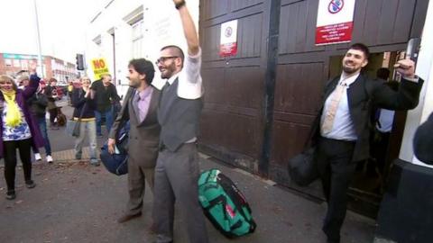 The men leaving prison