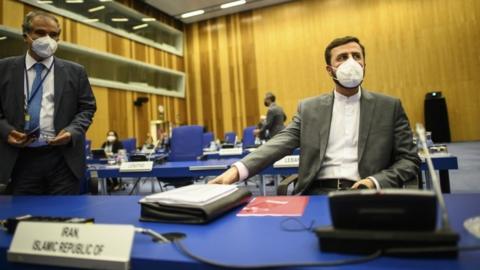 Iran's ambassador to the International Atomic Energy Agency (IAEA), Kazem Gharibabadi, attends a Board of Governors meeting in Vienna, Austria (7 June 2021)