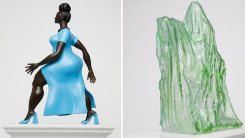 Tschabalala Self's bronze and blue homage to a metropolitan woman of colour, and Andra Ursuța's resin sculpture of a horse and rider covered in a shroud