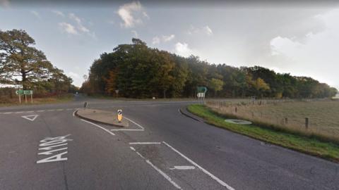 Crossroad junction between the A46 and A1103 in Lincolnshire