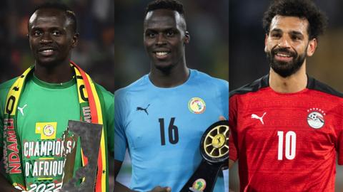 Sadio Mane, Edouard Mendy and Mohamed Salah