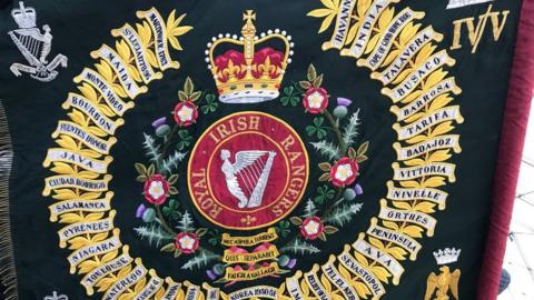 The regimental flags of the 2nd Battalion of The Royal Irish Regiment