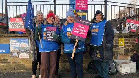 Nurses on the picket line in Bradford