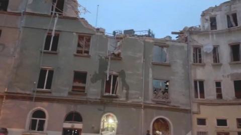 Destroyed apartment building in Lviv, western Ukraine. Photo: 6 July 2023