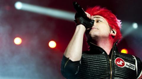 Gerard Way of My Chemical Romance performs on stage during day two of Leeds Festival in 2011