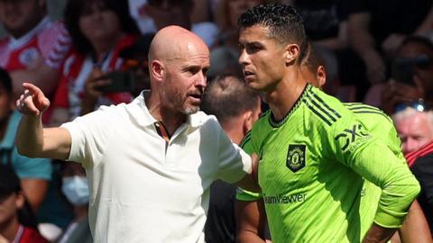 Erik ten Hag and Cristiano Ronaldo