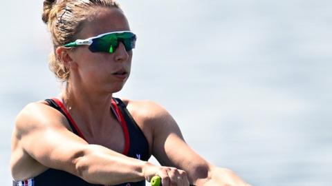 Annie Campbell-Orde rowing for Great Britain