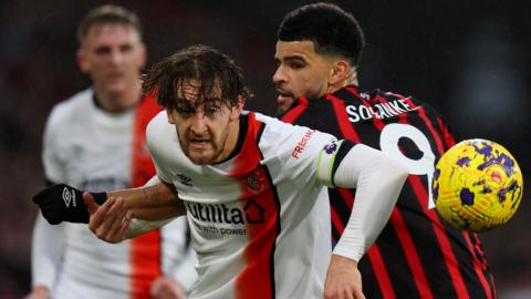 Tom Lockyer during Luton's Premier League game with Bournemouth