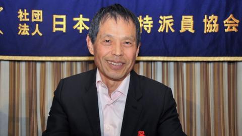 Picture provided by the Foreign Correspondents' Club of Japan (FCCJ) on 18 February 2016 shows Kazuya Maruyama smiling during a press conference at FCCJ in Tokyo, Japan, 1 February 2013