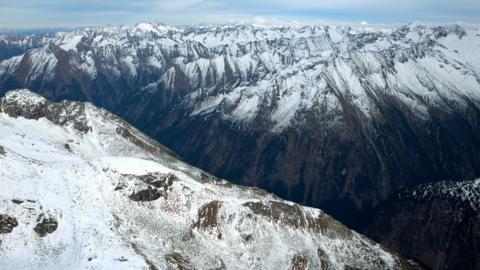 A view of the mountains from the top of the Hintertux Glacier near Mayrhofen in the Zillertal Valley, Austria, on 18 November 2012.