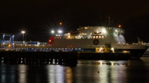 Ben-my-Chree in Douglas Harbour at night