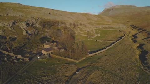 House from above with Ingleborough in distance