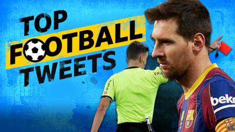 Top Football Tweets graphic, including Lionel Messi and a referee
