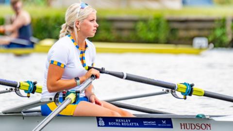 A woman rower taking part in the regatta