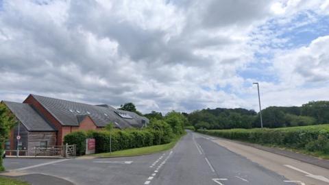 The A4111 near Kington Medical Practice