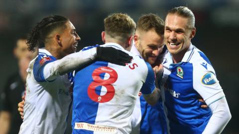 Blackburn players celebrate