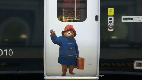 Paddington Bear on side of train