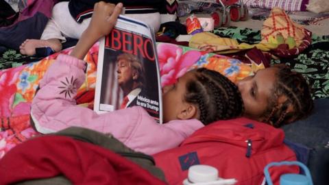 The migrant caravan taking shelter in Puebla.