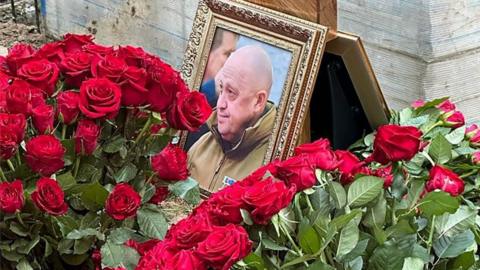 Yevgeny Prigozhin's grave in St Petersburg, Russia. Photo: 29 August 2023