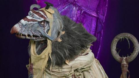 One of the vulture-like Skeksis from the new Dark Crystal series
