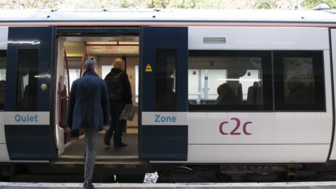 c2c train at Chalkwell station circa 2016