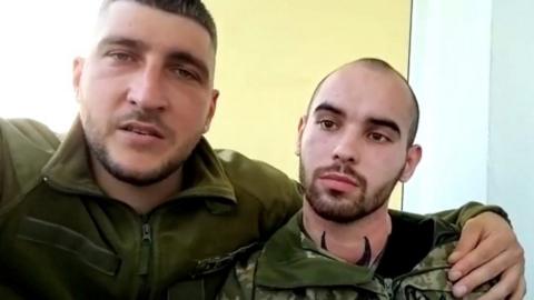 Ukrainian soldiers Vladyslav and Pavlo