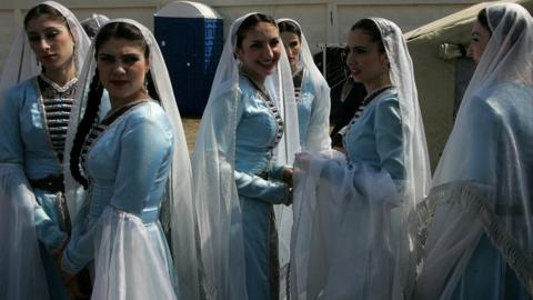 Chechen women in traditional dress, 2007 file pic