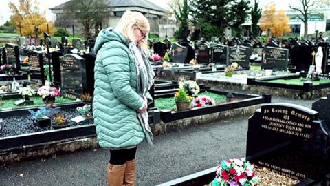 Claire Dignam at her late husband's grave