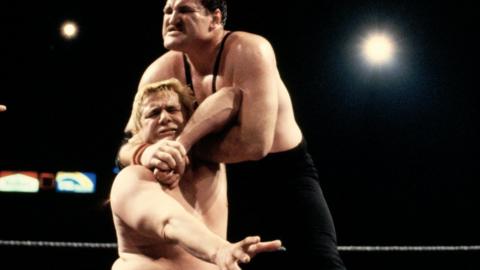 Pat Patterson being wrestled by Sergeant Slaughter in 1981