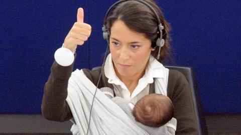 Former MEP Licia Ronzulli votes in the European Parliament in 2010