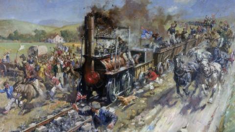 Painting in 1949 by Terence Tenison Cuneo of the railway's inaugural journey