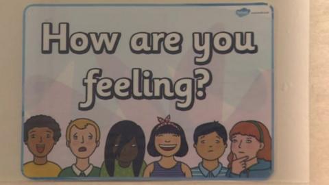 A sign asking "how are you feeling?"