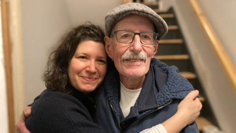 Sharone Lifschitz hugs her father Oded