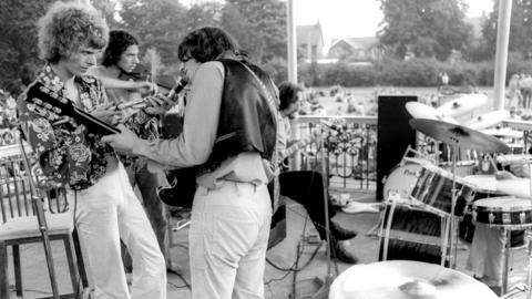 David Bowie performing from Beckenham bandstand
