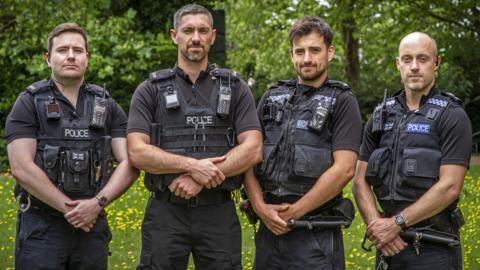 (l-r) PC James Packman, PC Liam King, PC Liam Steele and Sgt Iain Watkinson