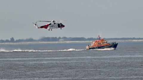 Rescuers conducting a search off Cleethorpes beach on Saturday