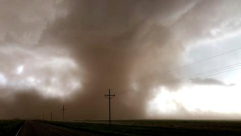 Storm over deserted road