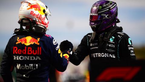 Max Verstappen and Lewis Hamilton