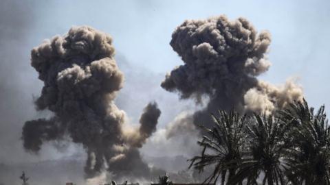 Aftermath of air strike in Baghuz on 18 March 2019.