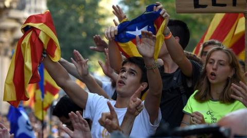 pro-independence supporters in Barcelona