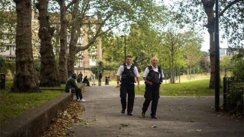 Police officers in Nursery Row Park