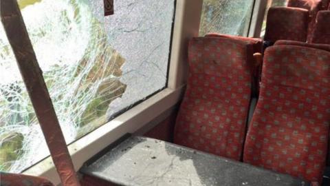 Smashed window, train/tractor crash Roudham