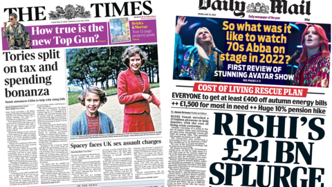 Composite image of the Times and Daily Mail front pages.