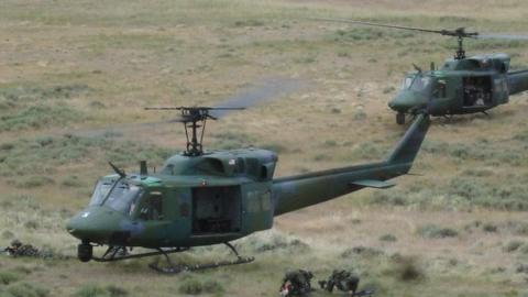 A US Air Force photo of UH-1N helicopters