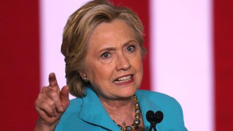 Hillary Clinton speaks at campaign rally at the Dickerson Community Center, Ralph Robinson Gymnasium on October 29, 2016 in Daytona Beach, Florida.