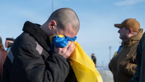 Photo purportedly showing one of the exchanged Ukrainian soldiers