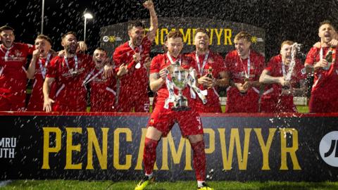 Briton Ferry Llansawel celebrate their title win